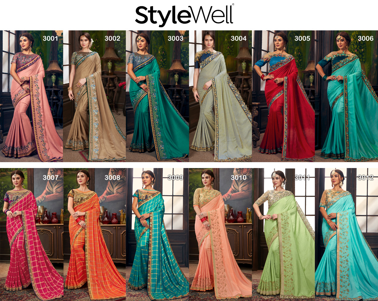 Stylewell swara Indian Traditional wedding wear beautiful Colours saree collection