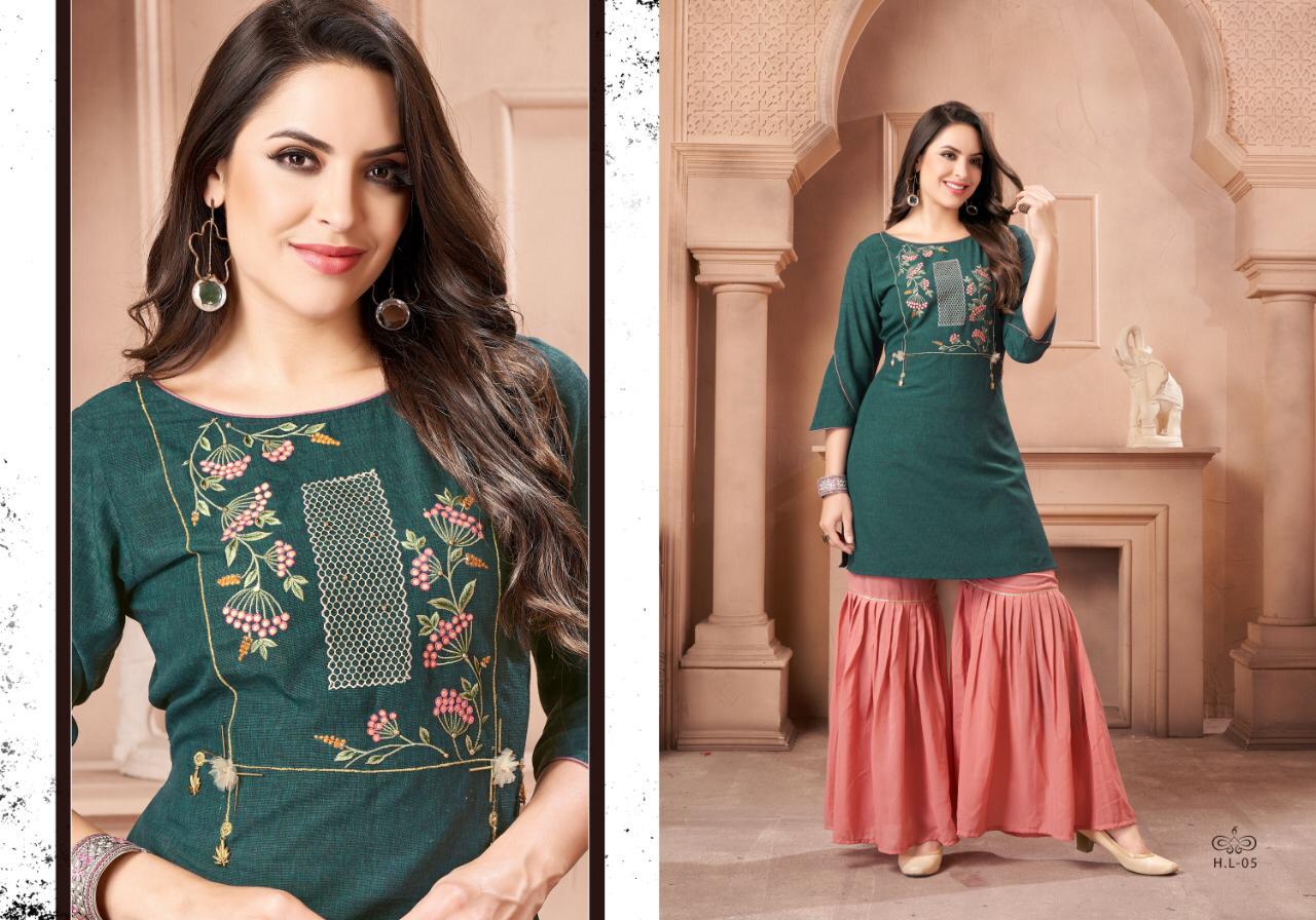 Surat Techno Fab hi-Life party style ready to wear Kurti with embroidered plazzo collection At Wholesale Rate