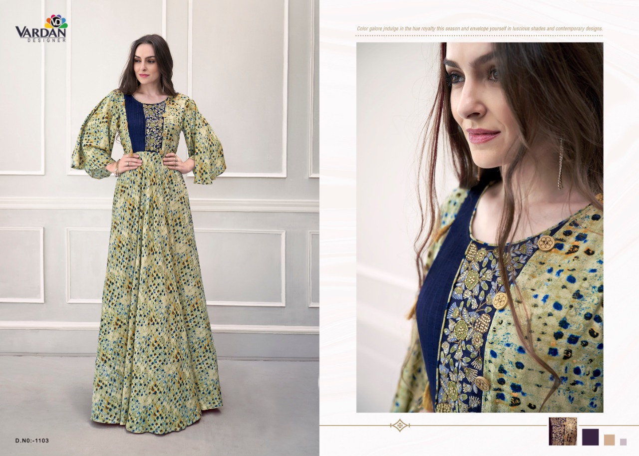 Vardan navya vol 11 printed gowns heavy Embroidered readymade gown Catalog