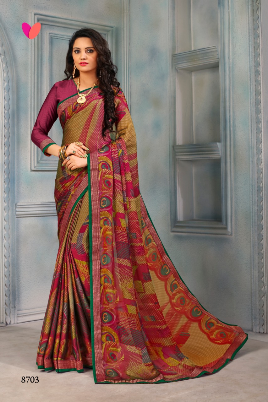 Varsiddhi mintorsi Mix chiffon traditional Wear Stylish Printed Sarees Collection Dealer