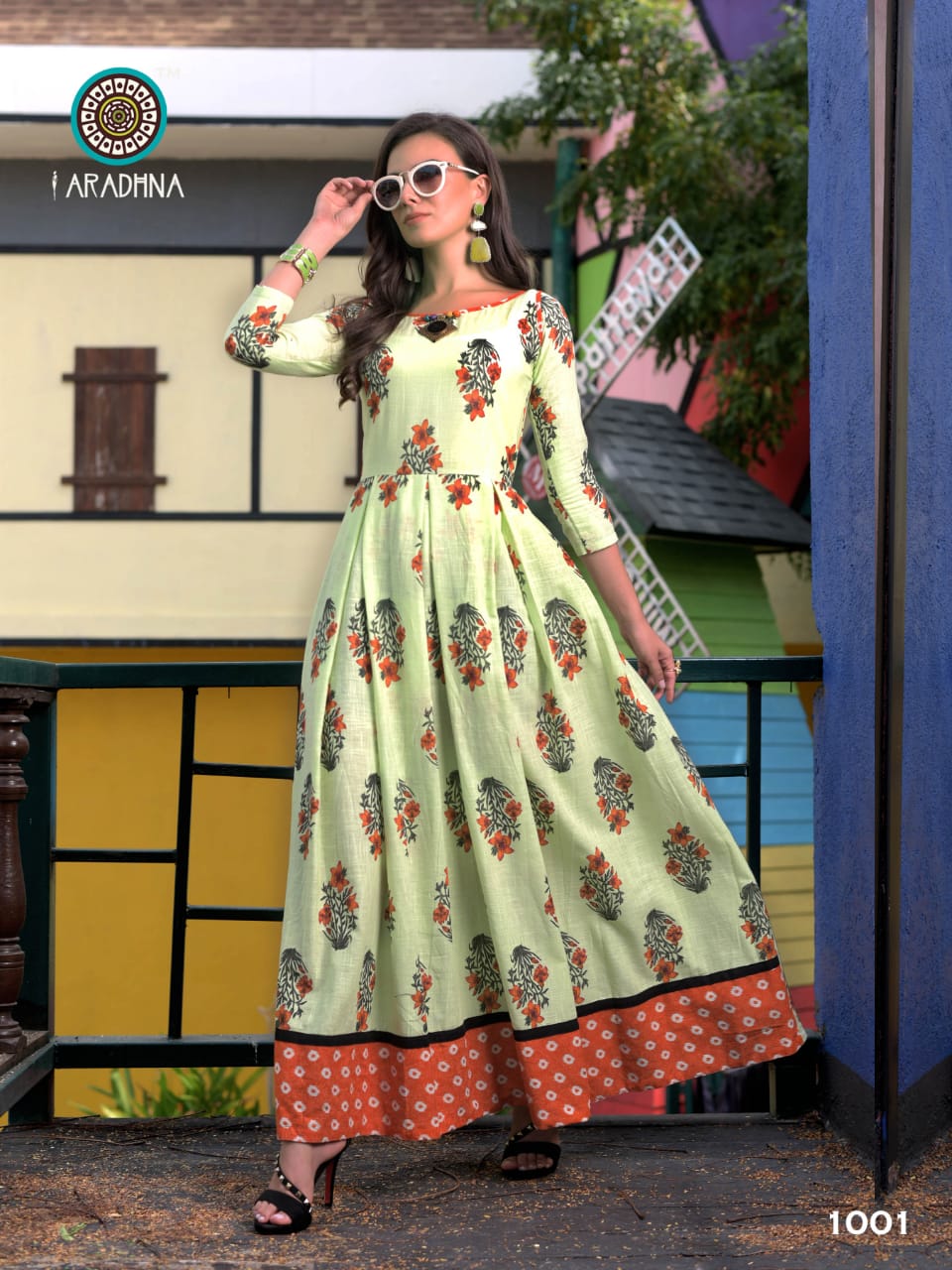 Aaradhna pk step up long flair party wear gown Catalog