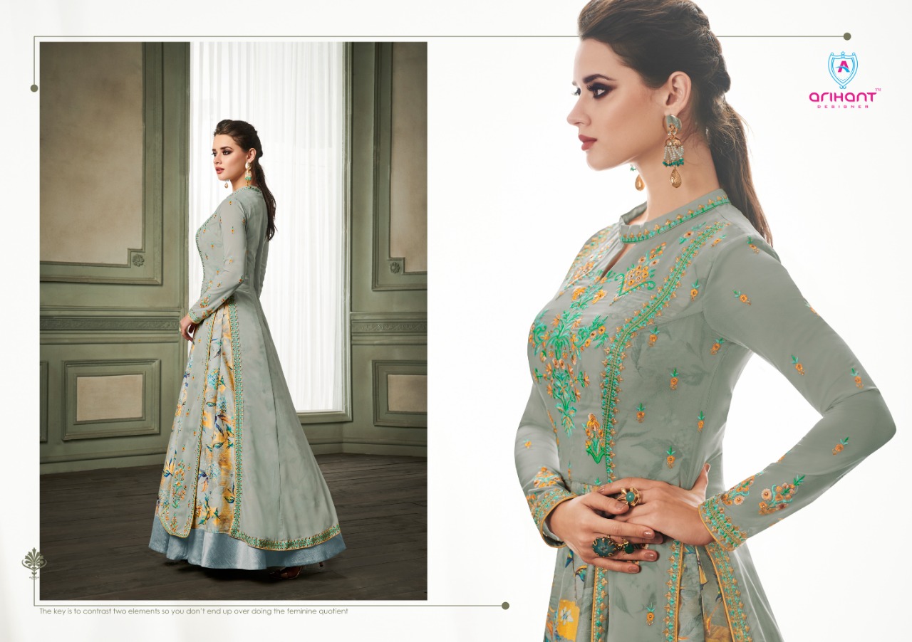 Arihant designer reevaz readymade gown kurties with bottom collection