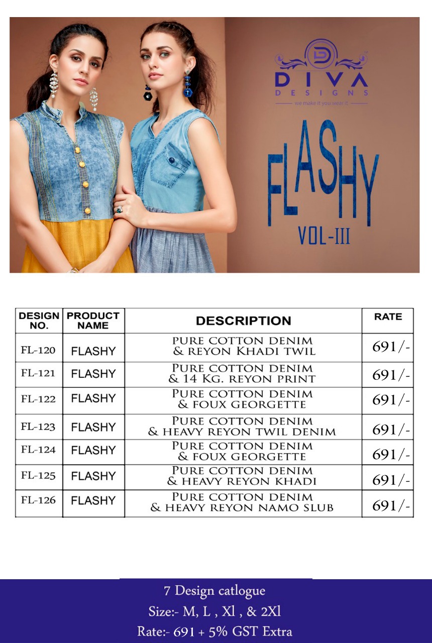 Diva Design flashy vol 3 stylish denim kurties catalog