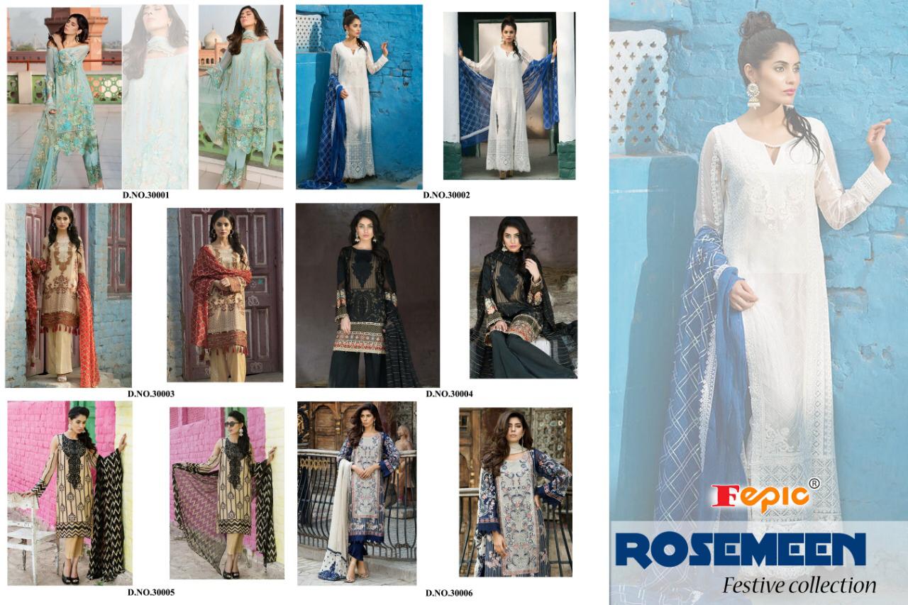 Fepic rosemeen festive collection heavy embroidered karachi suits catalog
