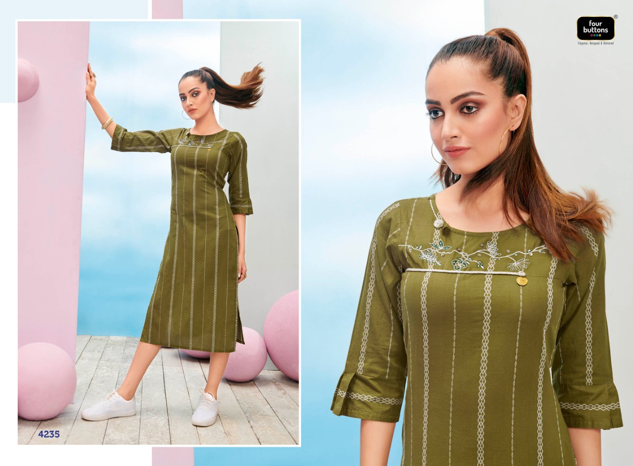 Four buttons stripes vol 2 casual wear ethnic kurties Catalog