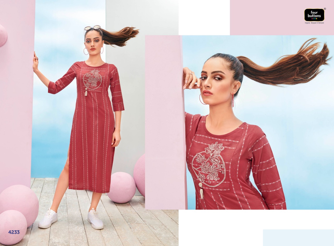 Four buttons stripes vol 2 casual wear ethnic kurties Catalog