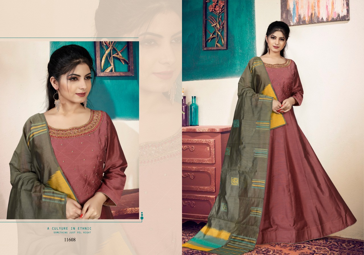 Gaabha rimzim colourful ethnic readymade gowns catalog at wholesale rate