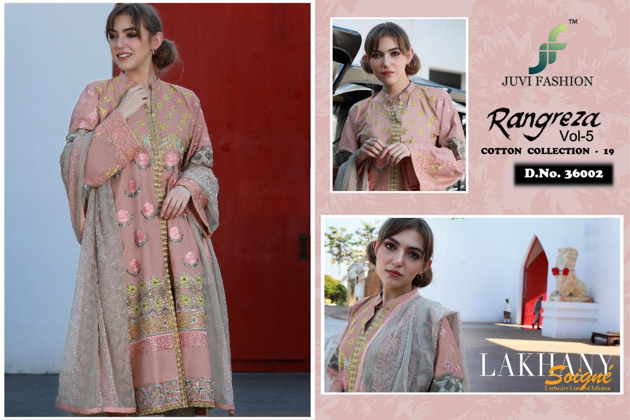 Juvi fashion Rangreza Vol 5 Premium cotton collection 19 pakistani suits