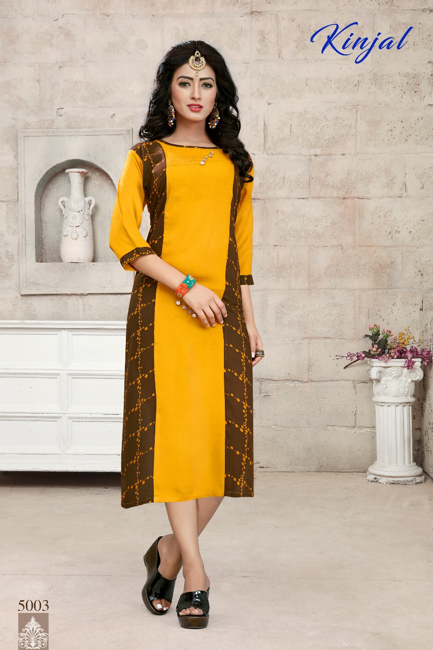 Kinjal 5001 series daily wear rayon Kurties Collection at Wholesale Rate
