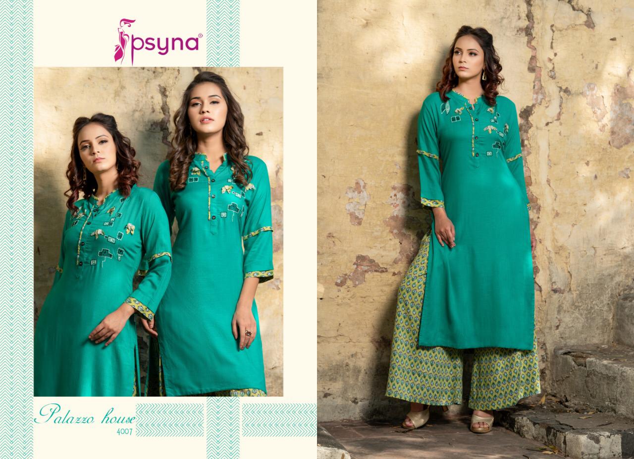 Psyna plazzo house vol 4 Colourful kurties with plazzo concept