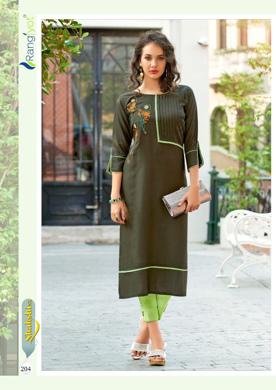 Rangjyot shakshi nx fany rayon Kurties party wear Collection at best price