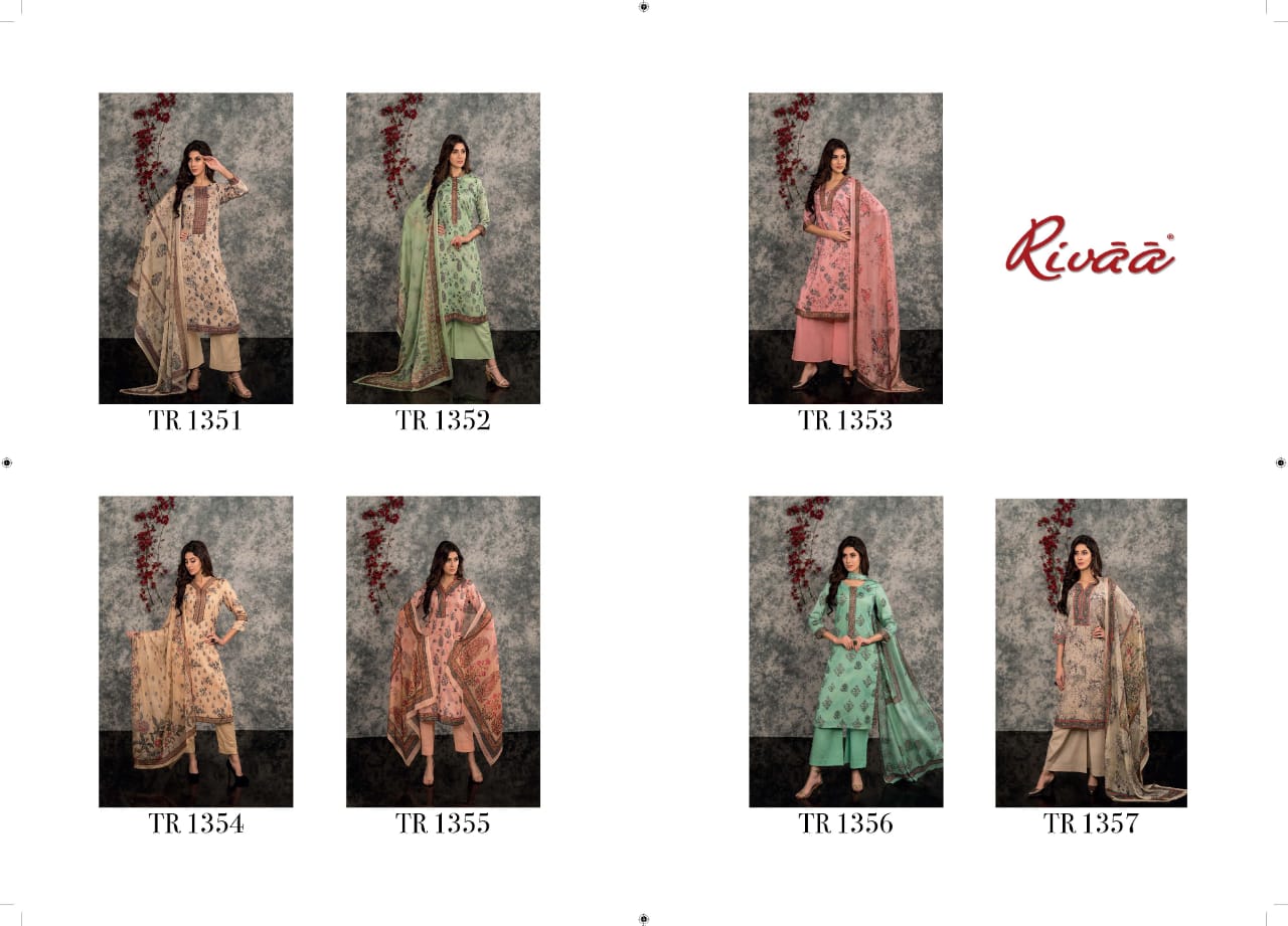 Rivaa exports jasmine 3 jam satin printed salwar kameez wholesale