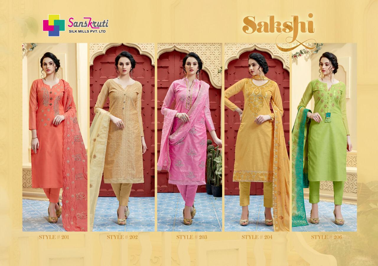 Sanskruti silks mills sakshi designer party wear salwar Kameez Collection
