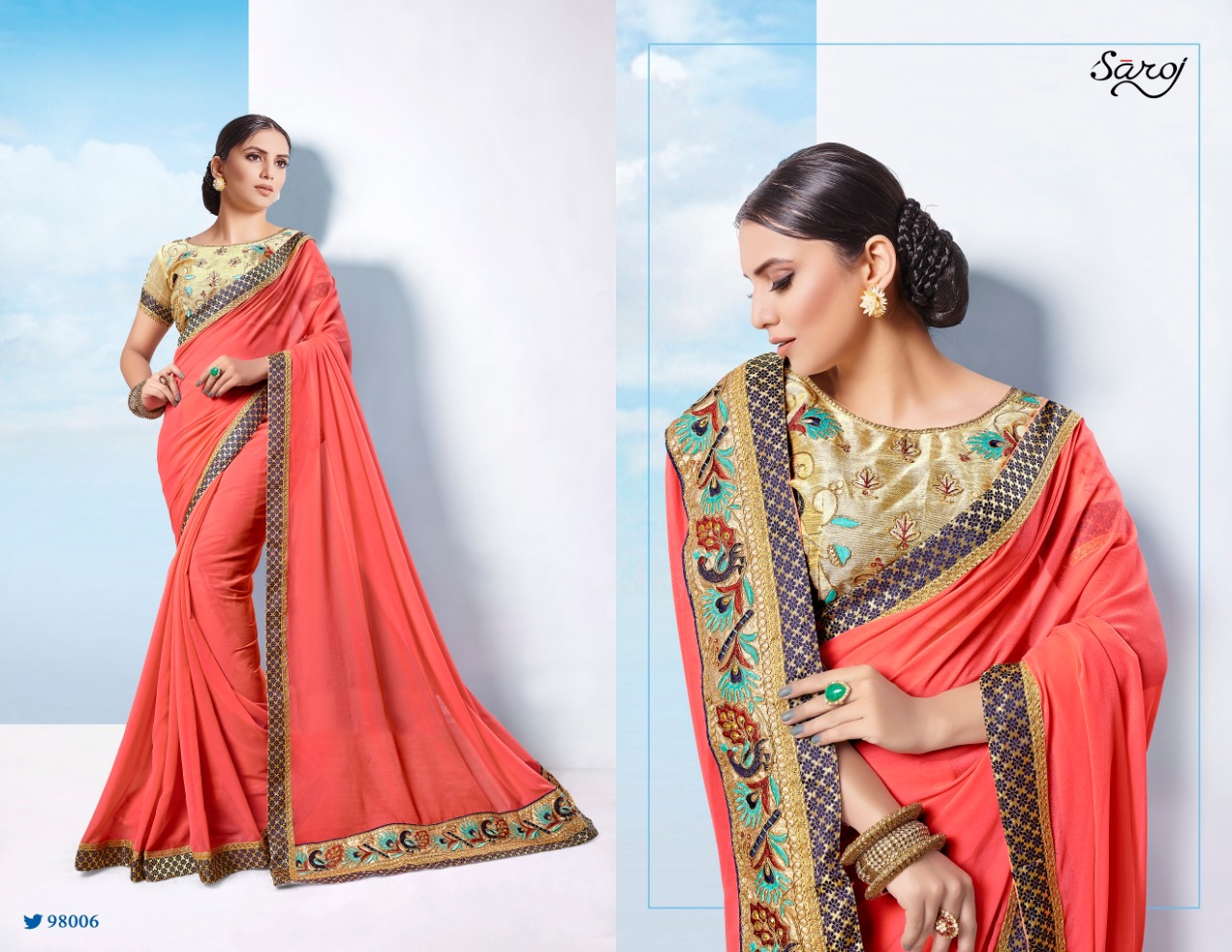 saroj ragini colorful regular wear sarees catalog