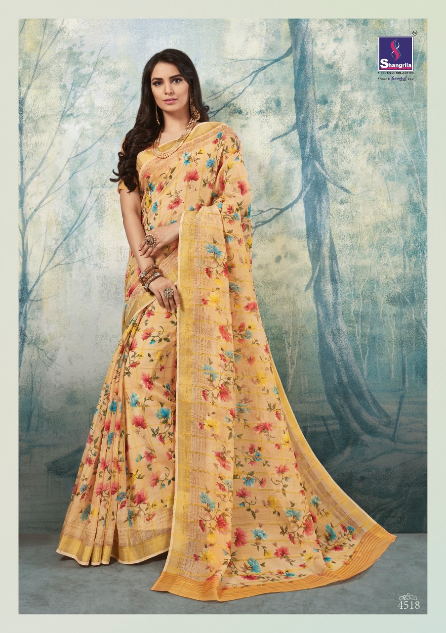 Shangrila nilima cotton casual wear fancy Saree catalog