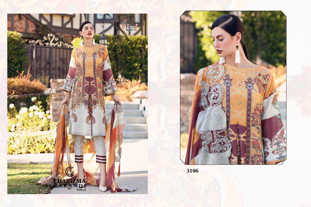 Shree Fabs charizma karandi vol 1 pakistani dress material Catalog