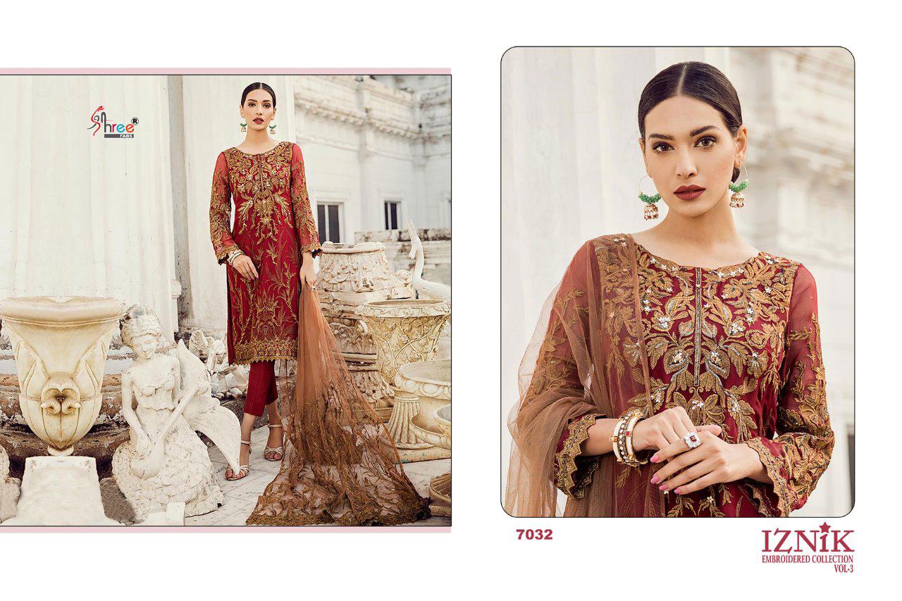 Shree Fabs iznik vol 3 pakistani dress material collection At Wholesale Rate