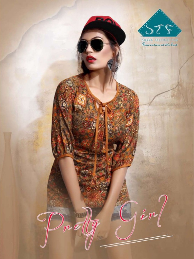 Stf pretty girl vol 9 rayon printed casual wear short tops catalog