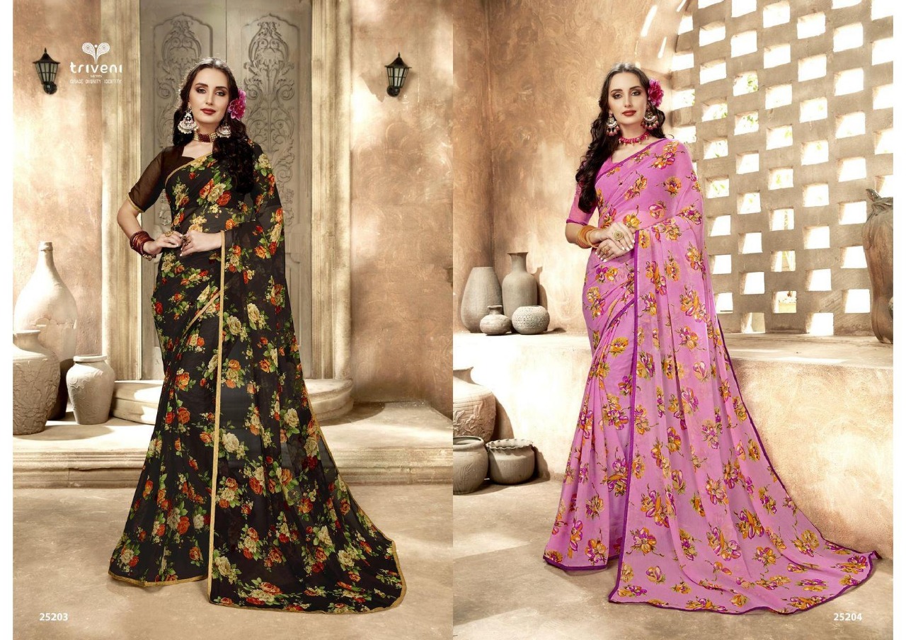 triveni maithili colorful printed casual wear sarees