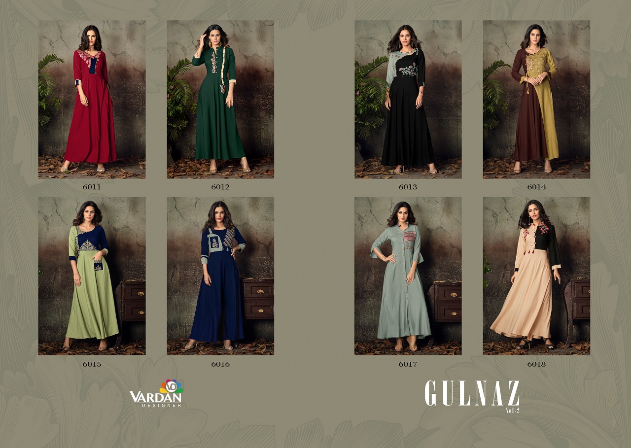 Vardan designer gulnaz vol 2 Heavy rayon long gown Kurties Collection