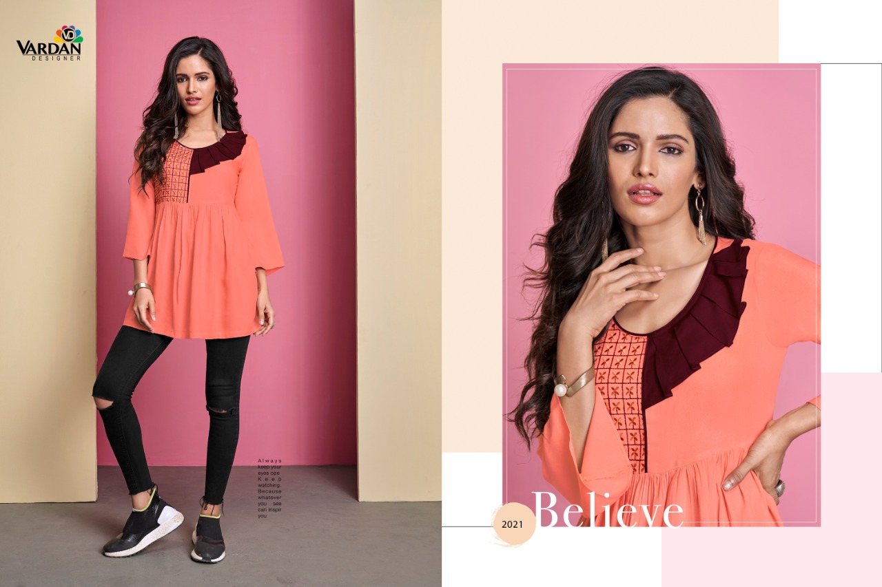 Vardan designer ira vol 2 fancy rayon ready To Wear Kurties Collection