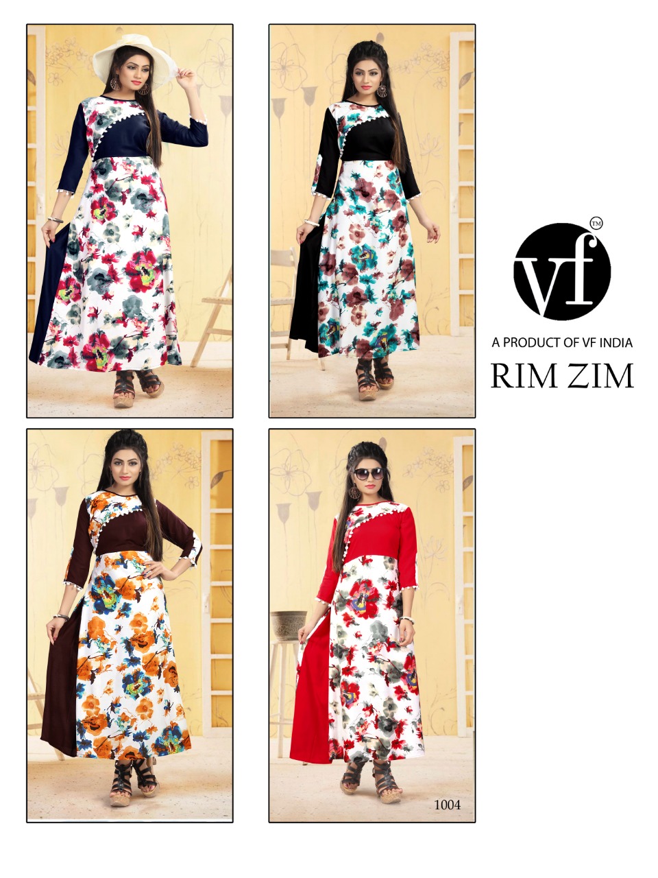 Veefab rimzim designer printed ready To Wear Kurties Collection