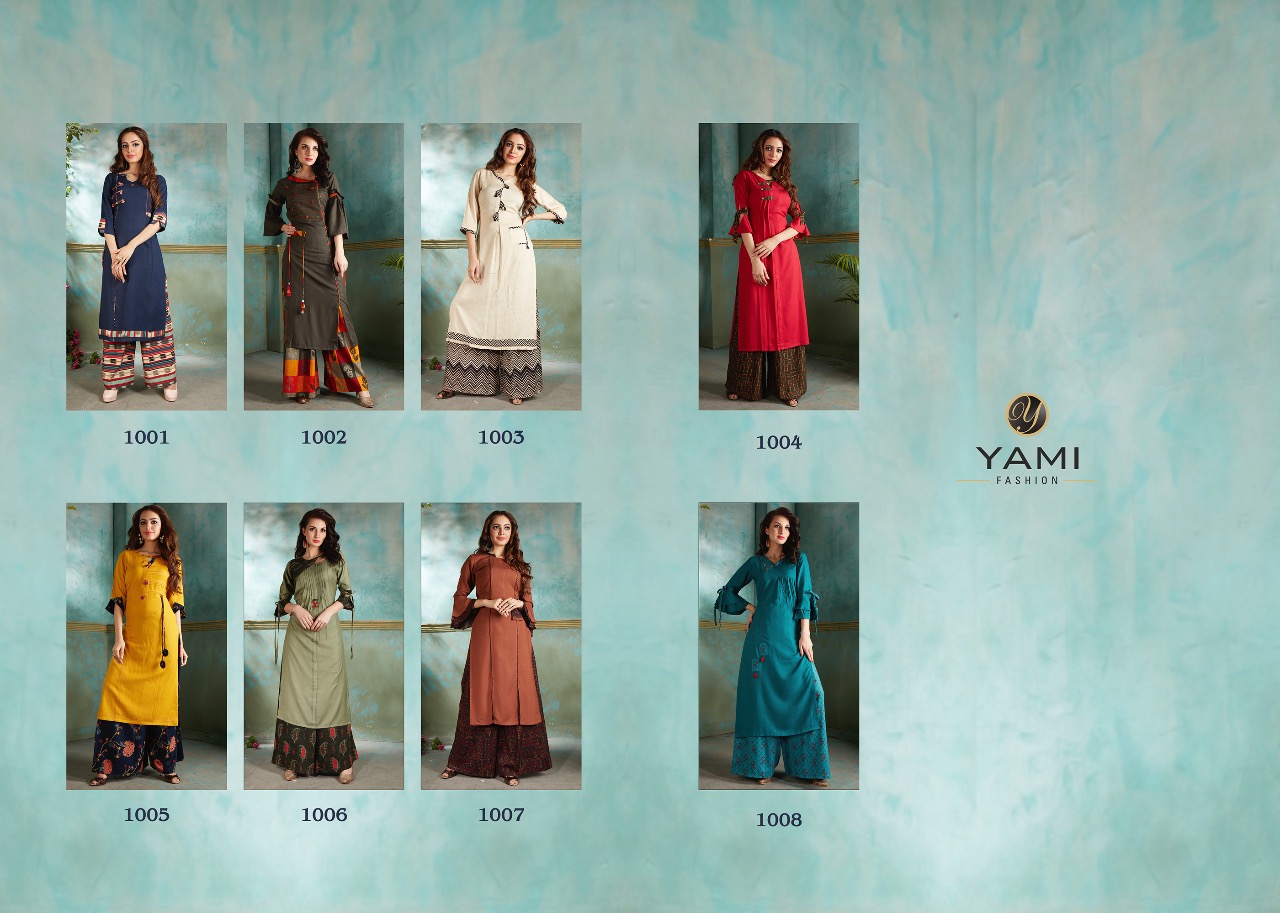 Yami Fashion gerua beautiful Designer Kurties With plazzo Collection