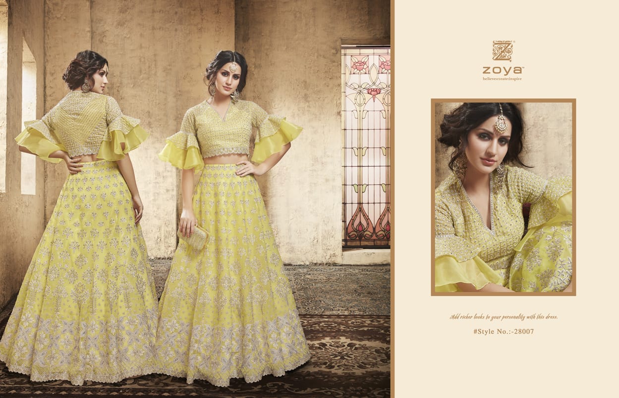 Zoya festive heavy Embroidered lehanga bridal wear beautiful designs catalog at Wholesale rate