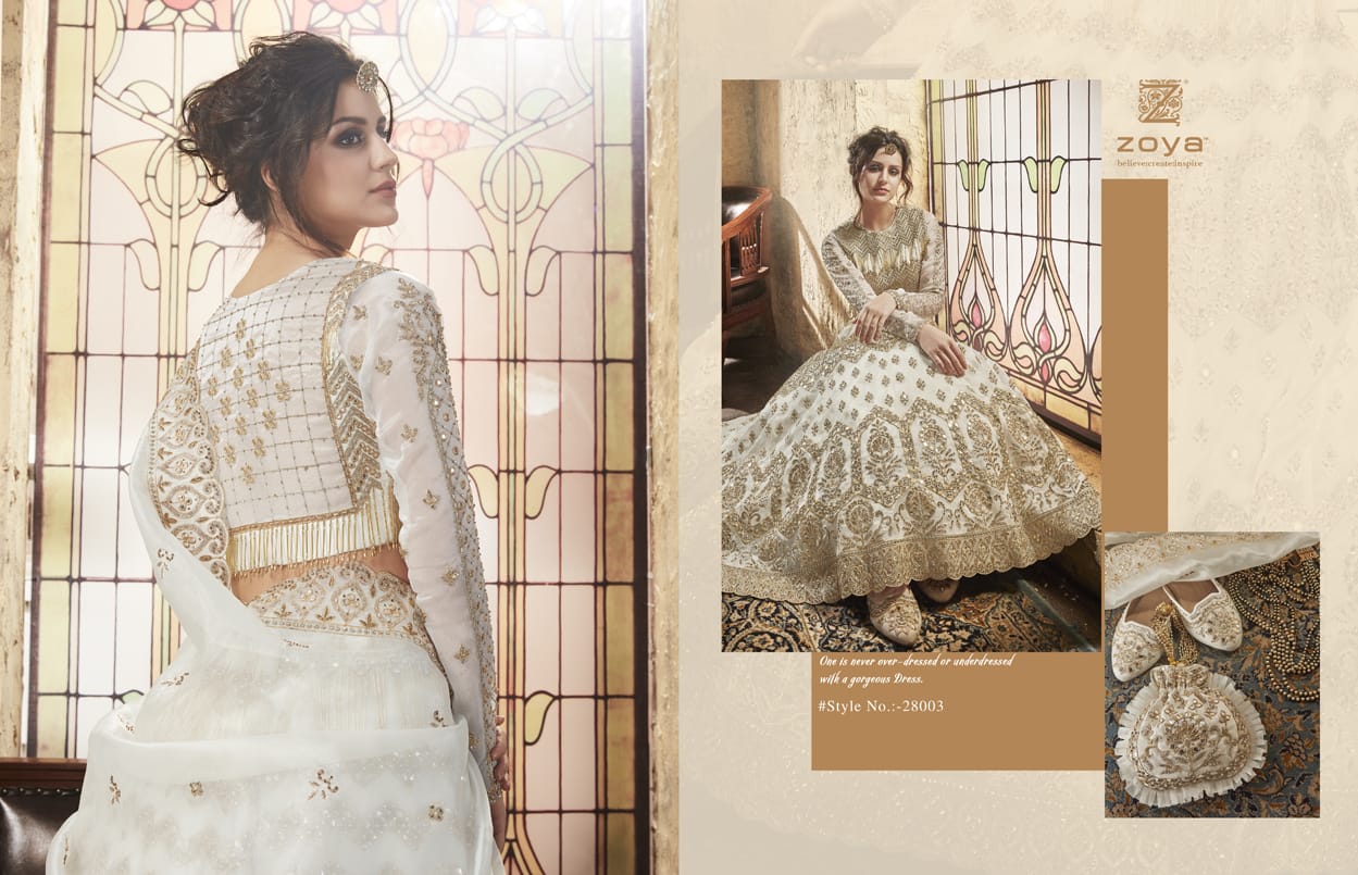 Zoya festive heavy Embroidered lehanga bridal wear beautiful designs catalog at Wholesale rate