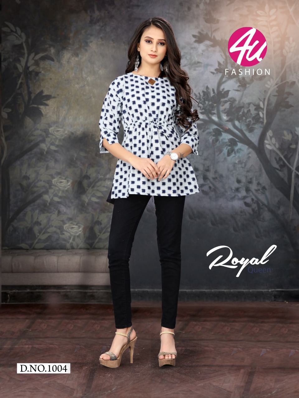4U fashion butterfly casual wear printed tops catalog at reasonable rate