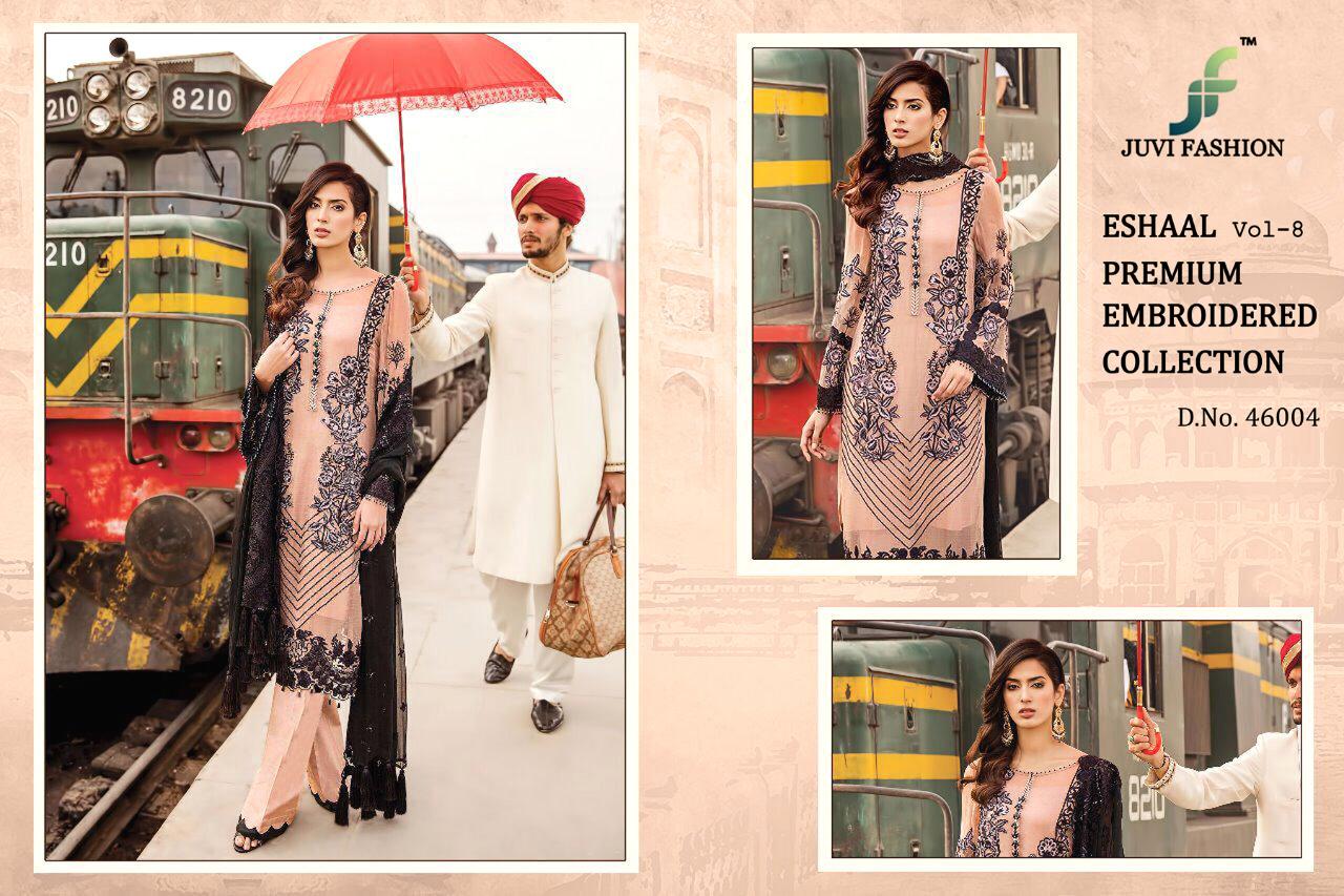 juvi fashion eshaal vol 8 premium embroidery collection fancy collection of salwaar suits