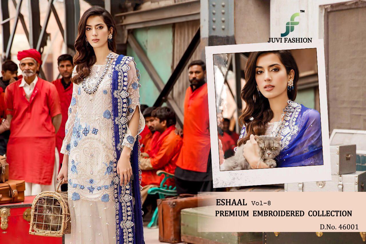 juvi fashion eshaal vol 8 premium embroidery collection fancy collection of salwaar suits