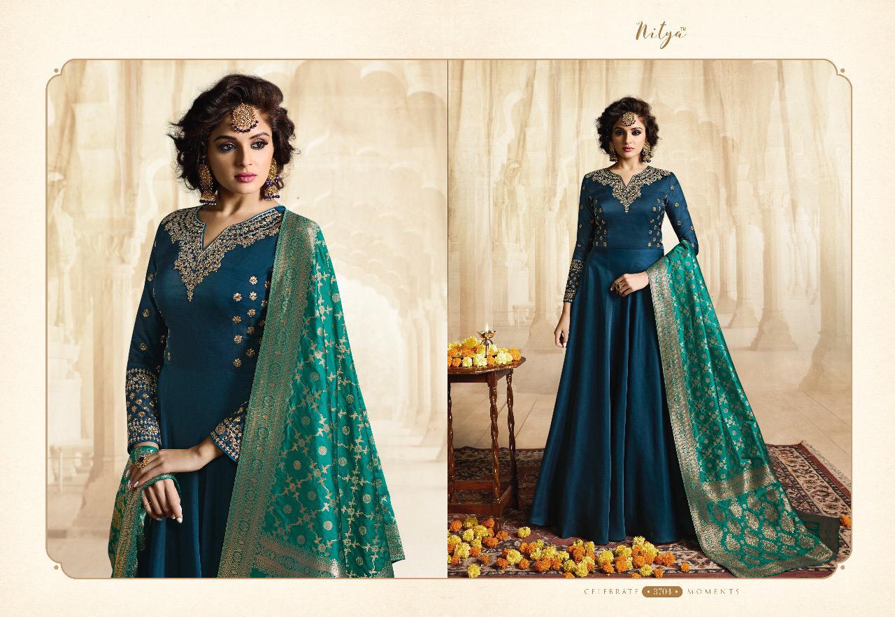 lT fabrics nitya vol 38 nX beautiful designer long kurtis catalog