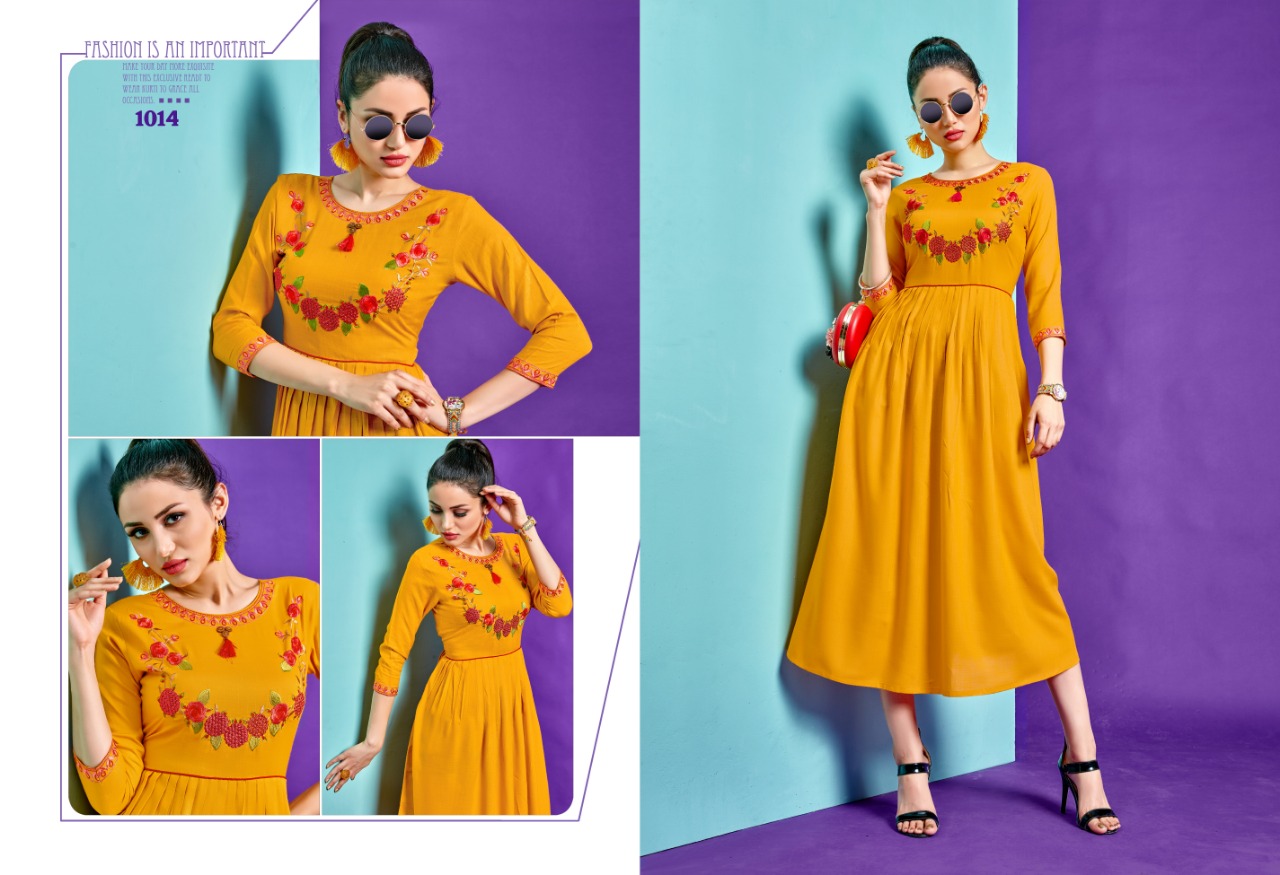 riya designer aara colorful collection of fancy kurtis at reasonable rate