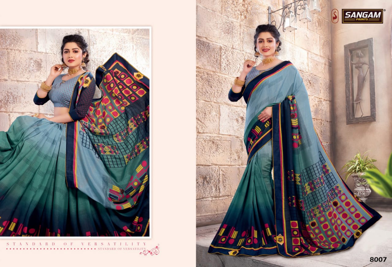 sangam prints bela colorful fancy casual wear sarees catalog at wholesale rate