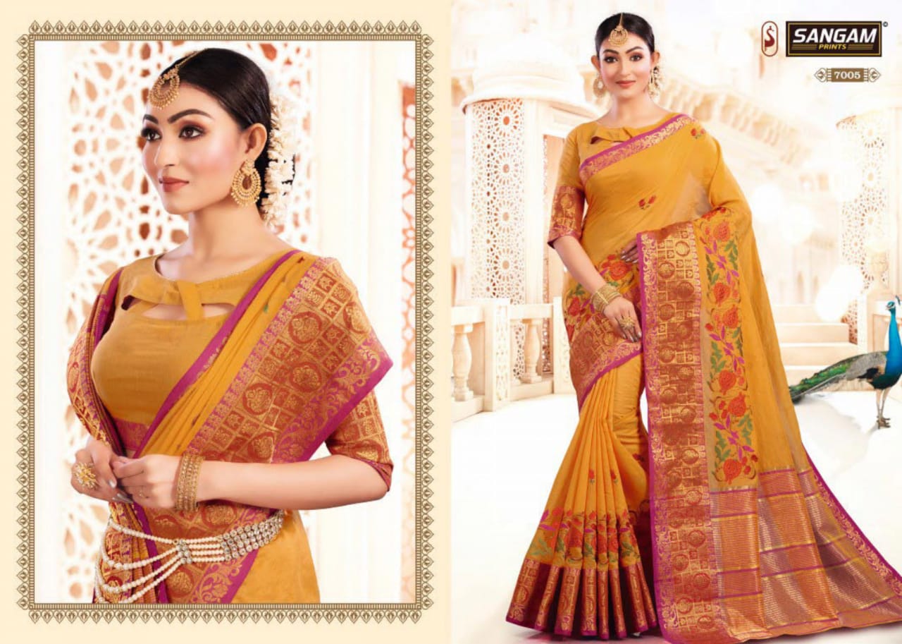 sangam prints swarmangla beautiful collection of sarees at reasonable rate