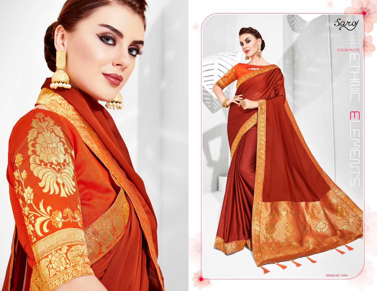 saroj abhushan colorful wear sarees catalog at reasonable rate