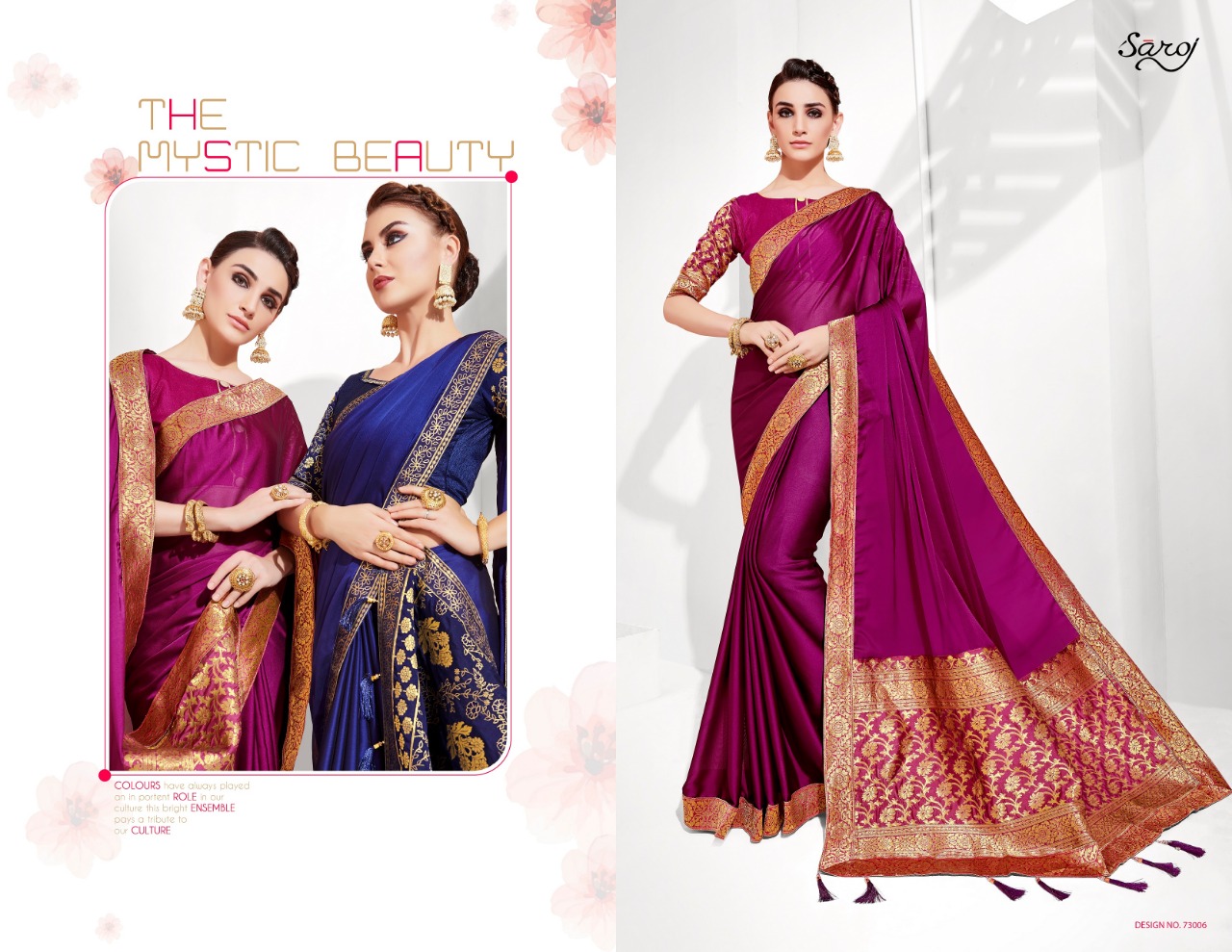 saroj abhushan colorful wear sarees catalog at reasonable rate