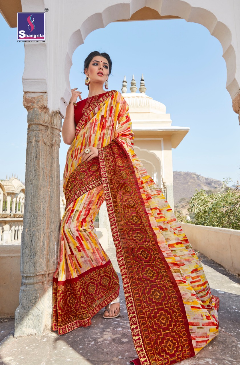 shangrila aarohi colorful casual wear sarees collection
