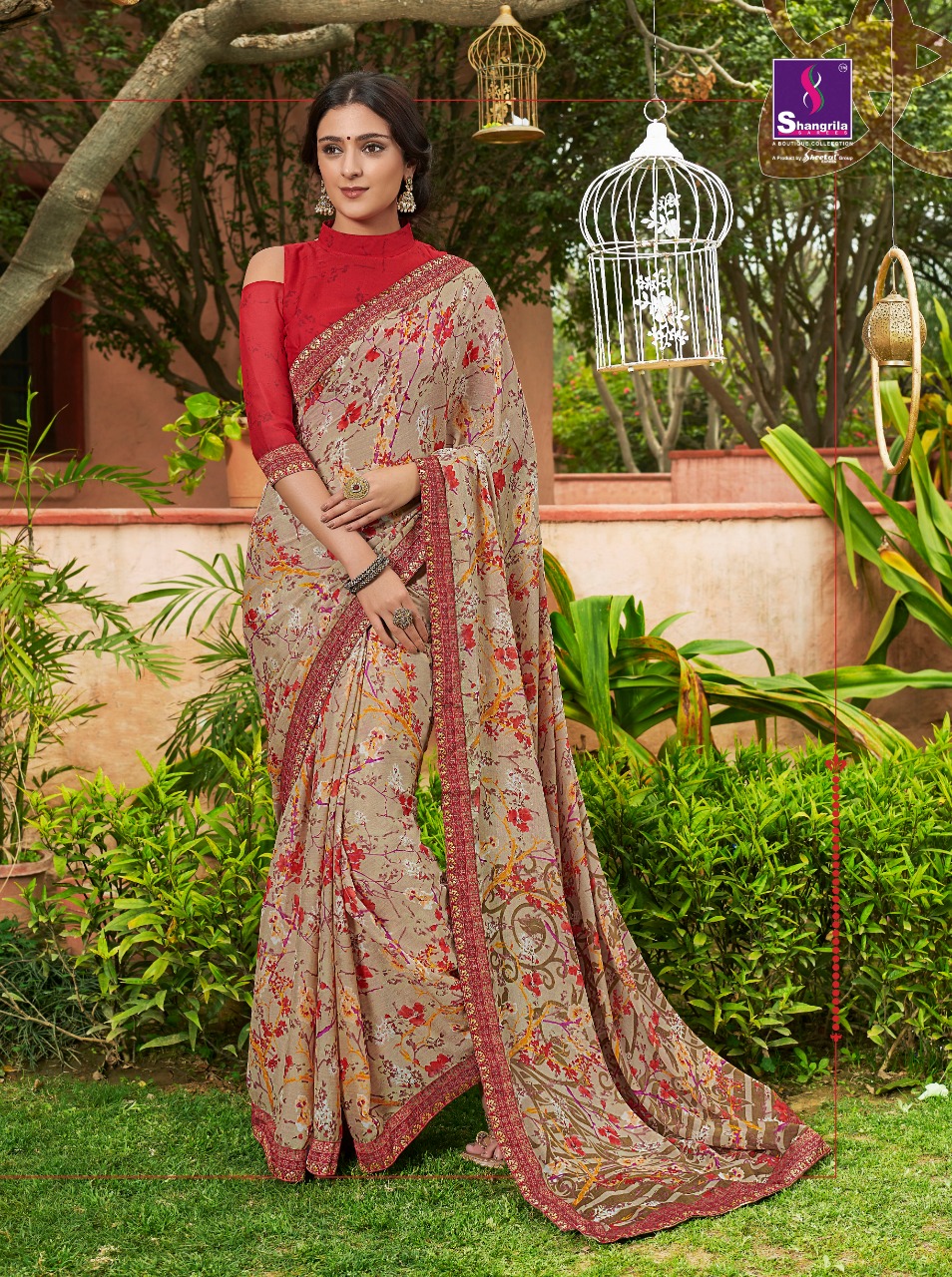 shangrila femina colorful casual wear sarees catalog