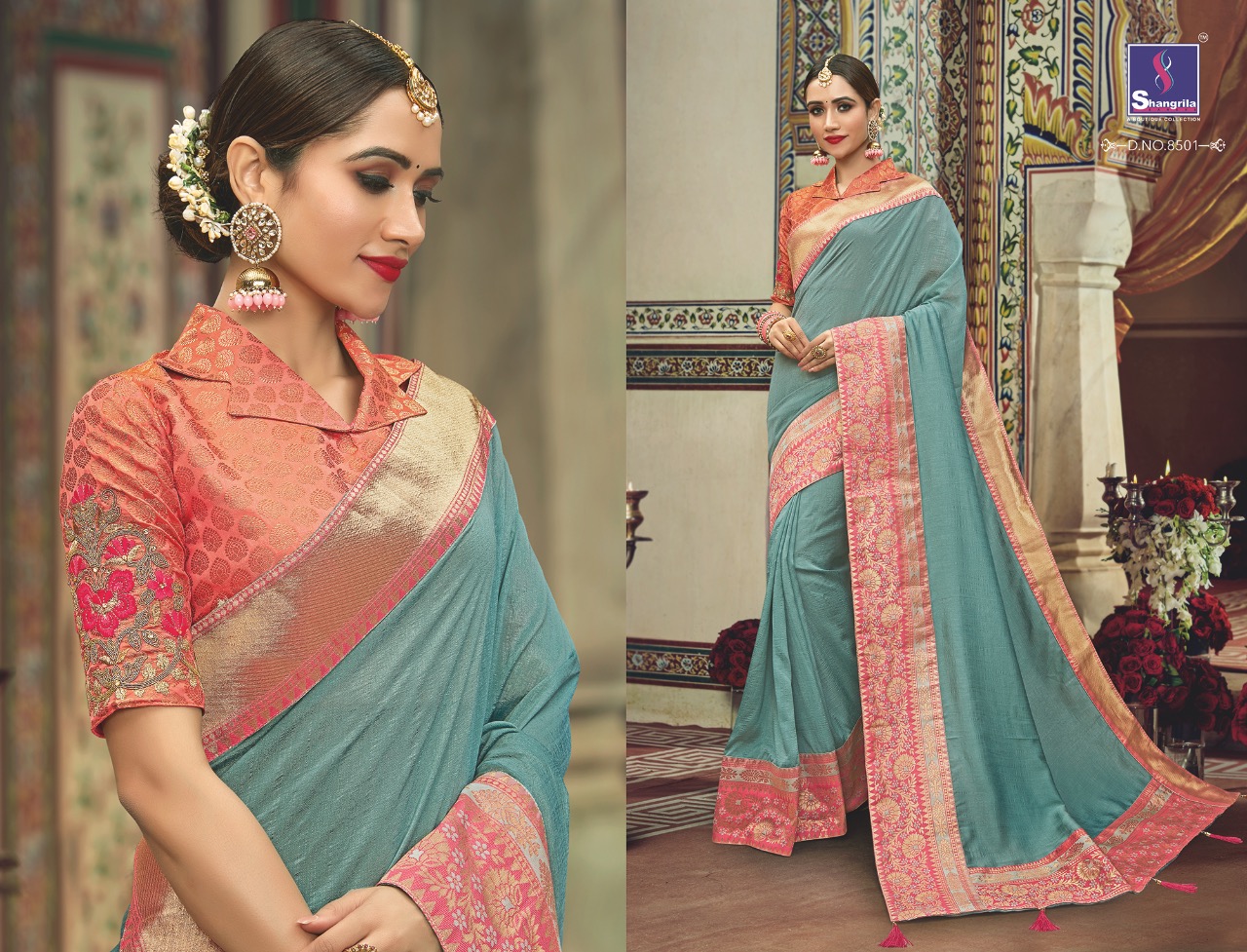 shangrila manyavar silk designer wear silk sarees collection