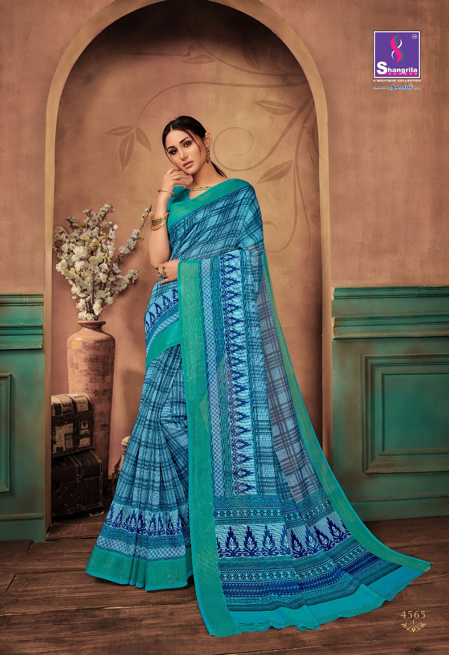 shangrila sangam cotton colorful casual wear sarees catalog