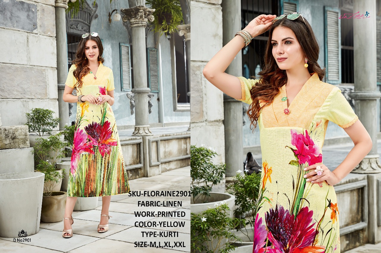 sinzara floraine colorful casual wear kurtis catalog