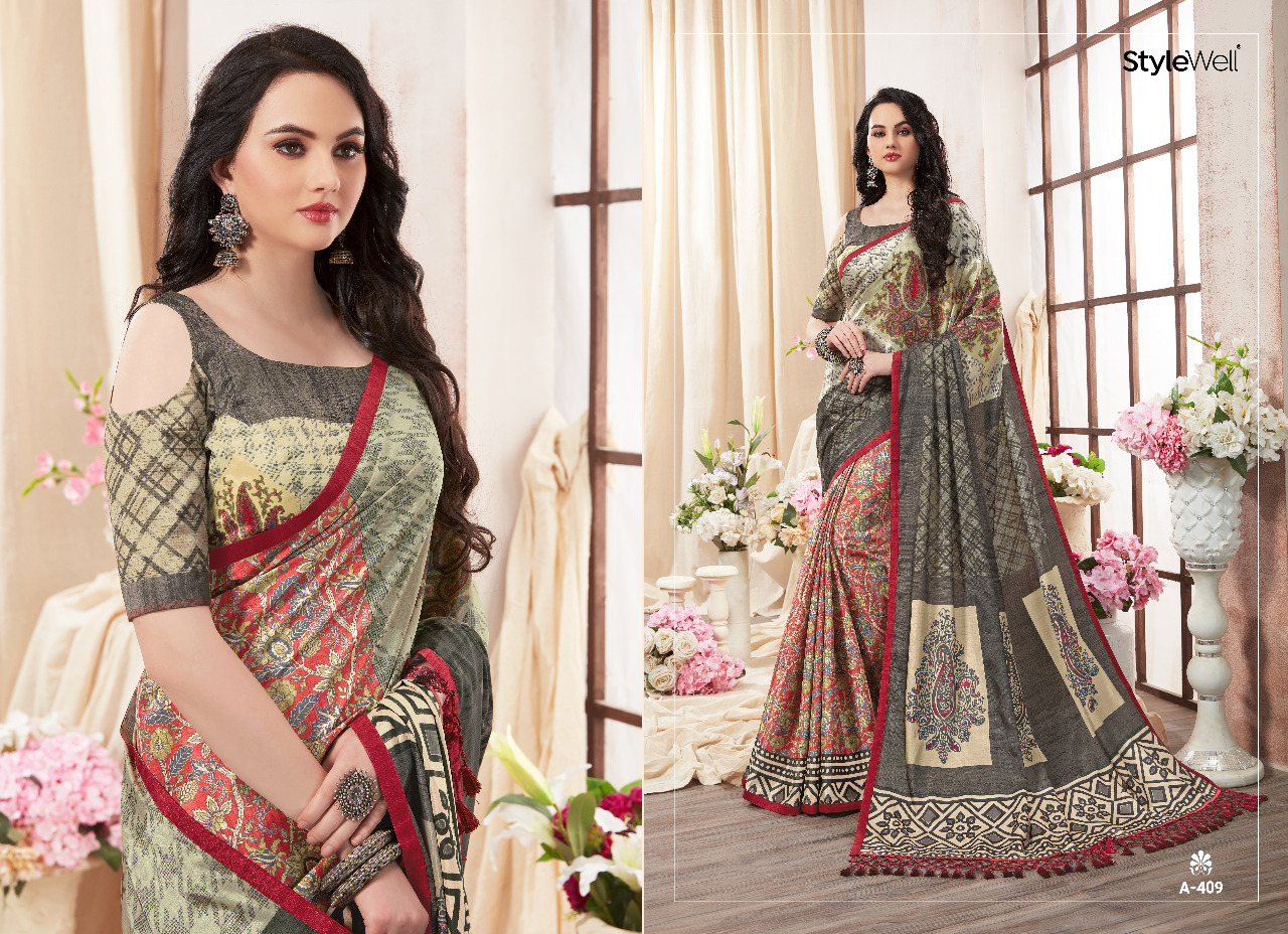 stylewell aakruti silk digital print collection of sarees