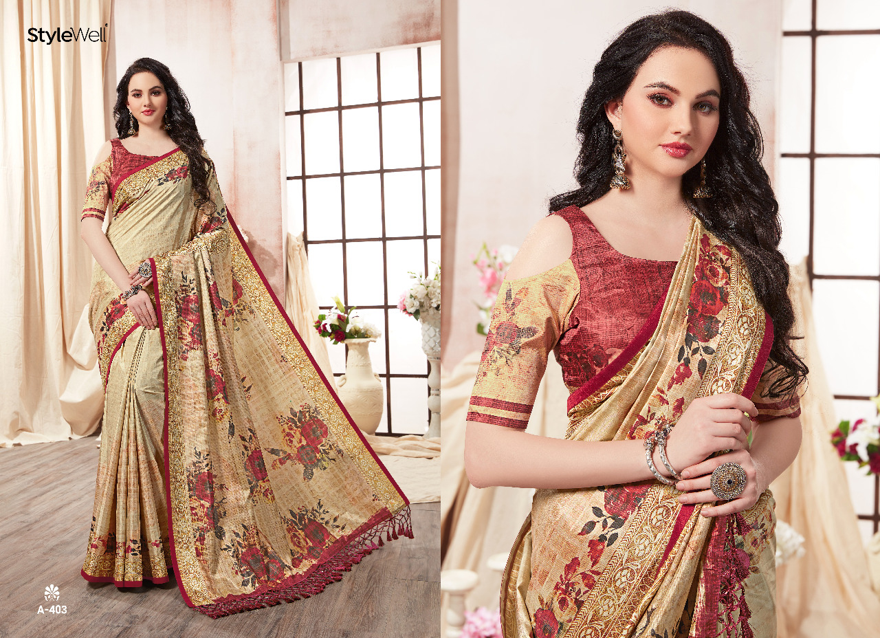 stylewell aakruti silk digital print collection of sarees