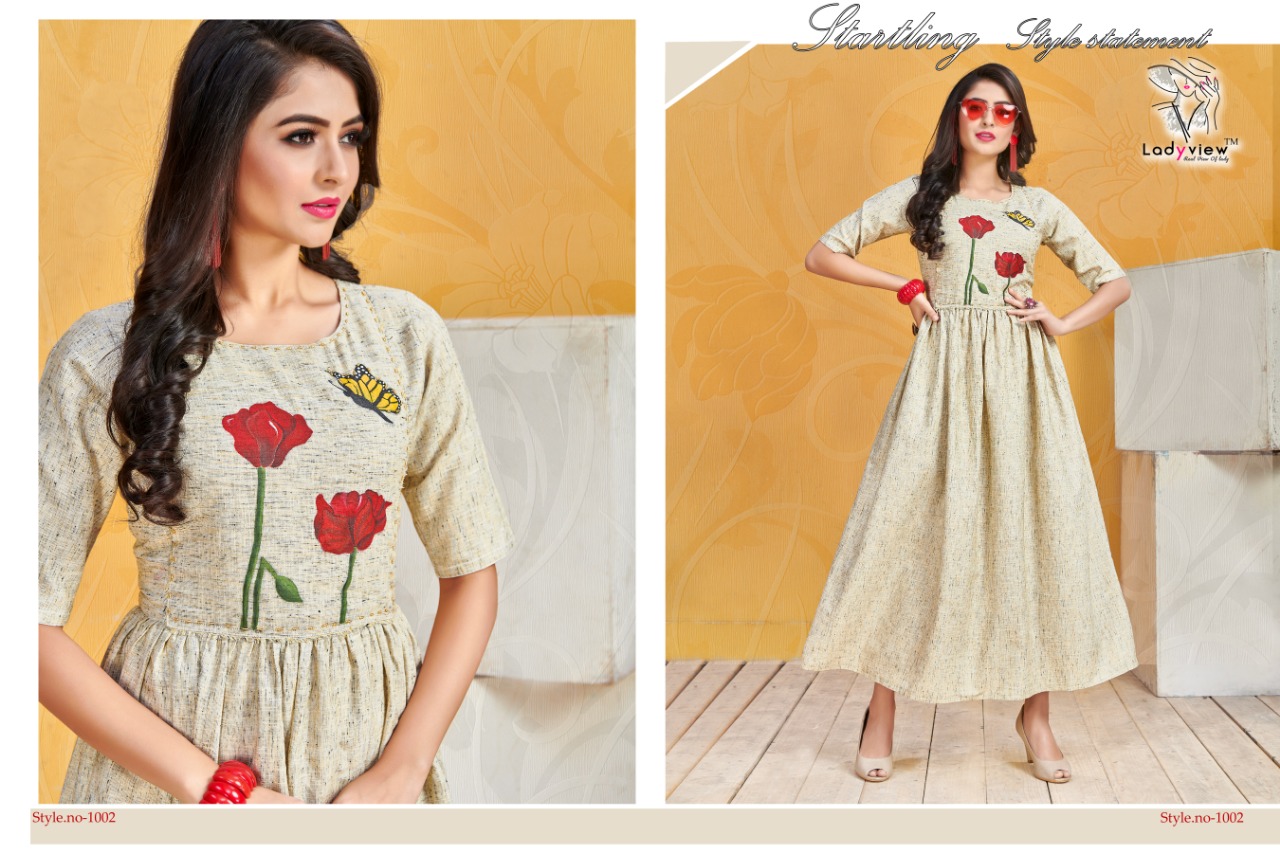 ladyview hand paint fancy ready to wear kurtis collection