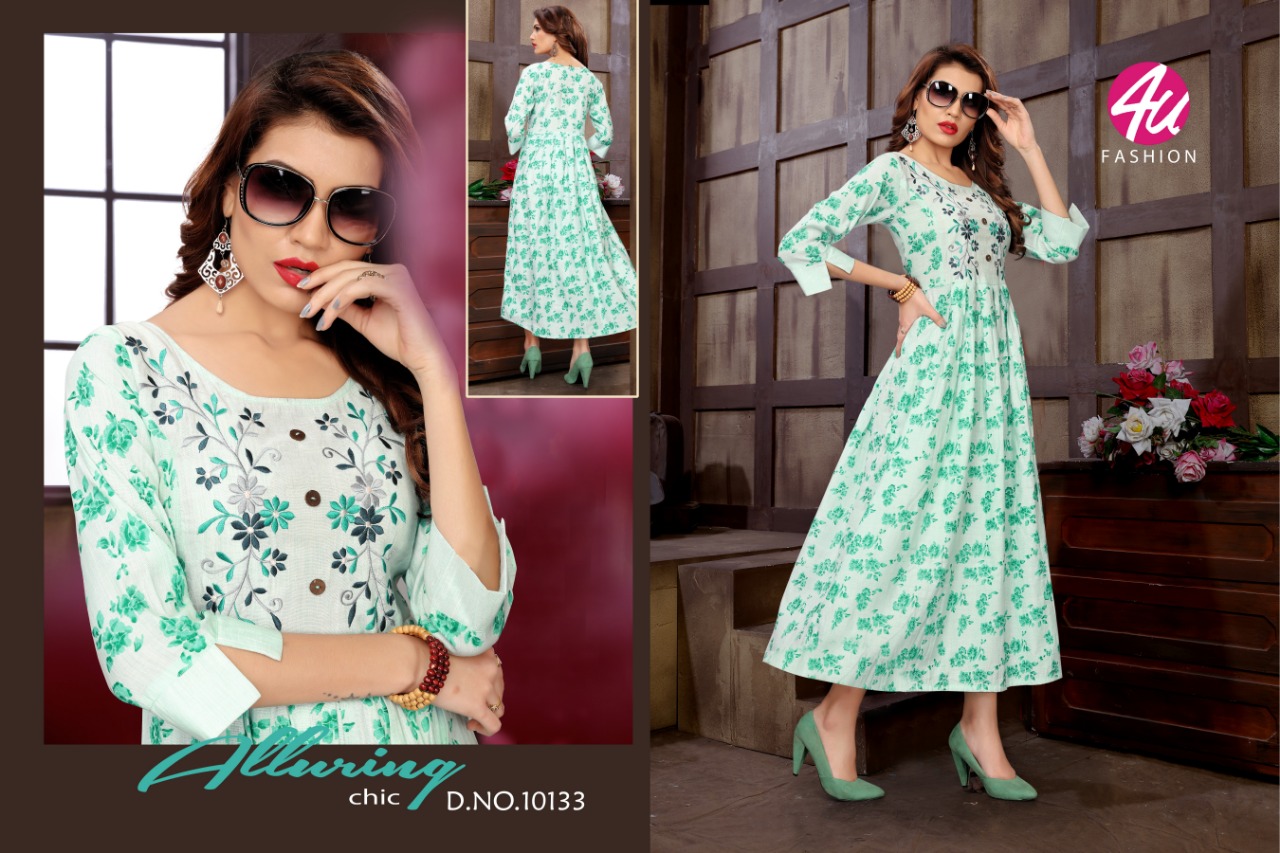 4U fashion celebration colorful ready to wear kurtis collection at reasonable rate