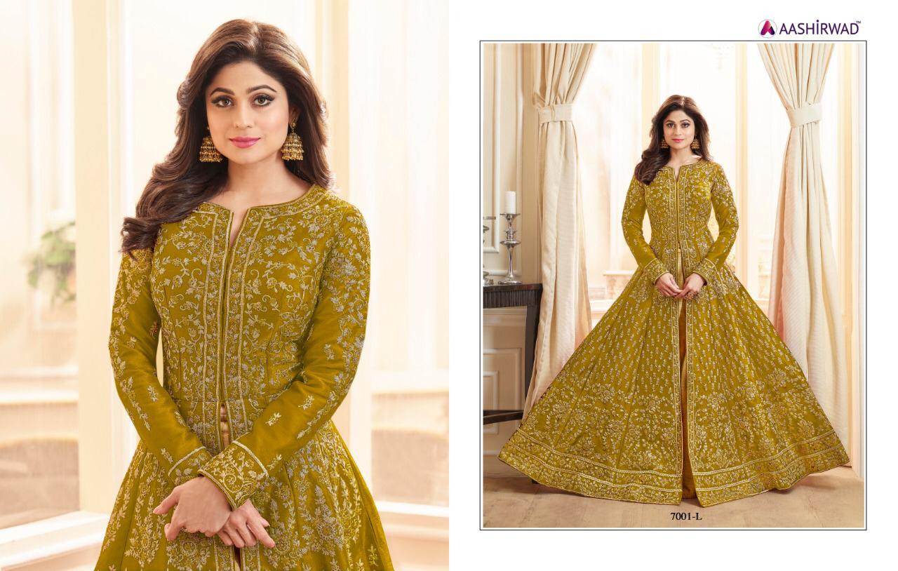 aashirwad baani gold colorful designer gowns collection