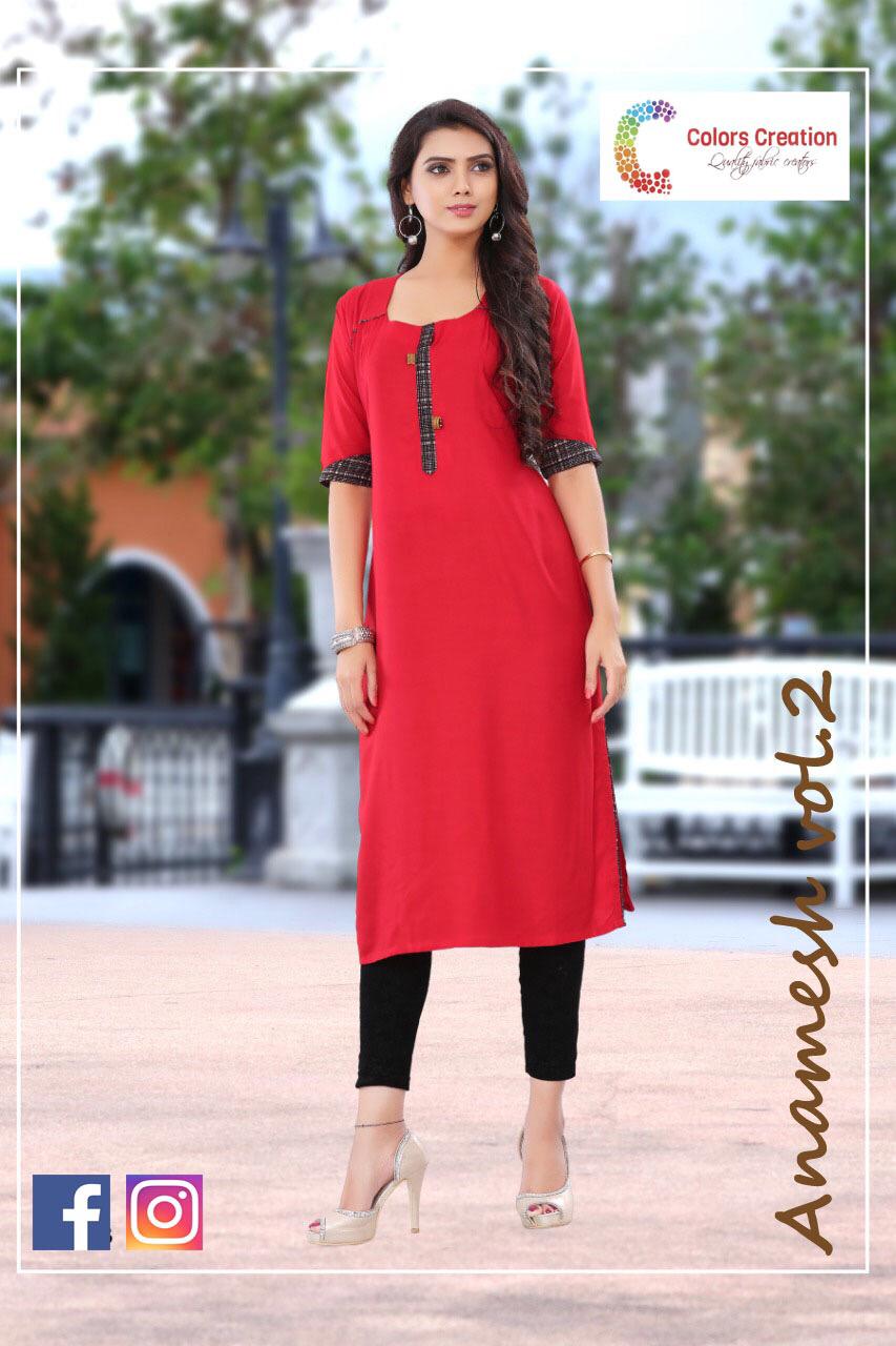 color creation  anamesh vol 2 colorful ready to wear kurtis at reasonable rate