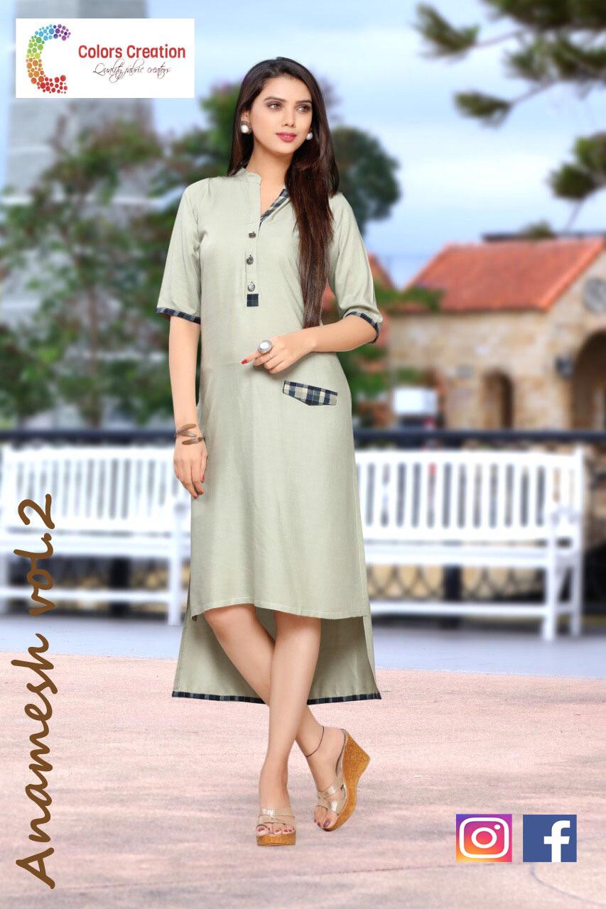 color creation  anamesh vol 2 colorful ready to wear kurtis at reasonable rate
